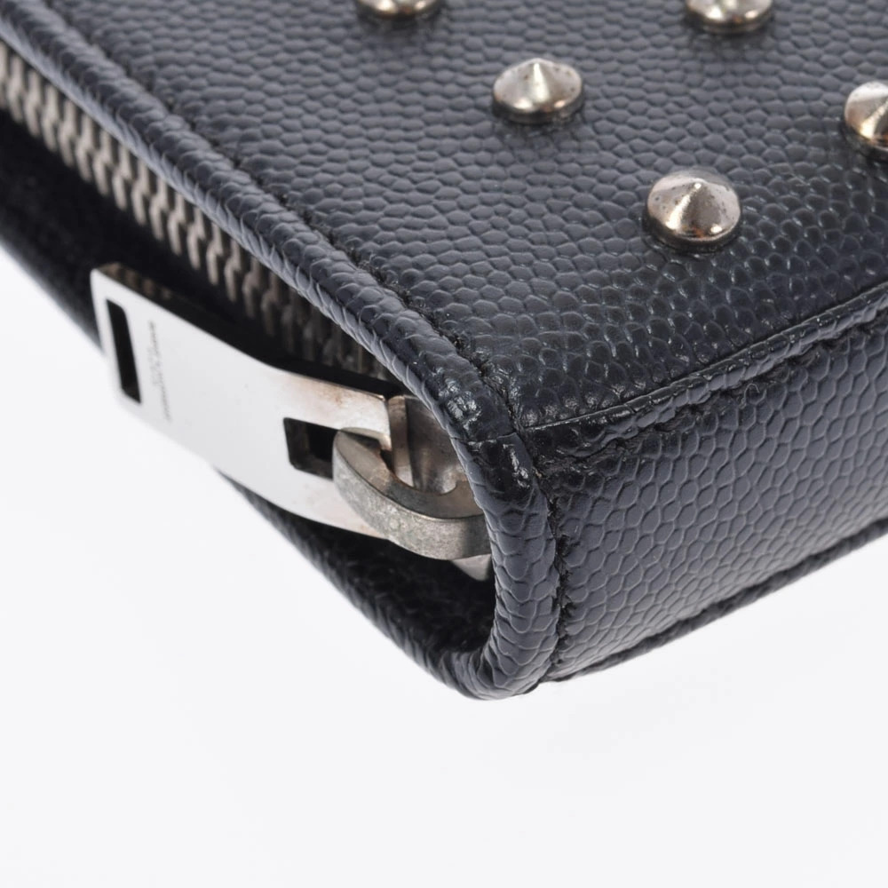 SAINT LAURENT Round Zipper Studded Black Calfskin Long Wallet - Picture 4 of 8